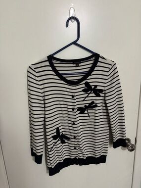 Talbots Black & White Striped Sweater
